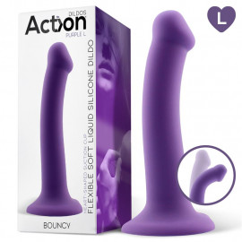 Action Bouncy Liquid Silicone Dildo Hiper Flexible 7.5" 19 cm Size L Purple