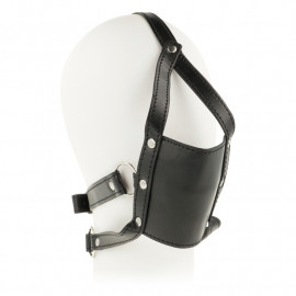 OhMama Head Harness with Muzzle Cover Ball Gag Black