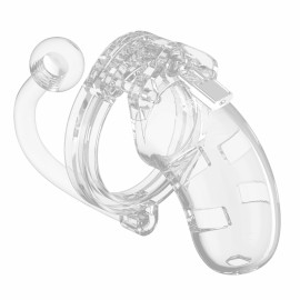 Shots ManCage Chastity Cock Cage with Plug 3.5 Inch Model 10 Transparent