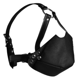 Ouch! Head Harness with Mouth Cover and Breathable Ball Gag Black