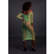 Ouch! Glow in the Dark Long Sleeve Crop Top and Long Skirt Neon Green